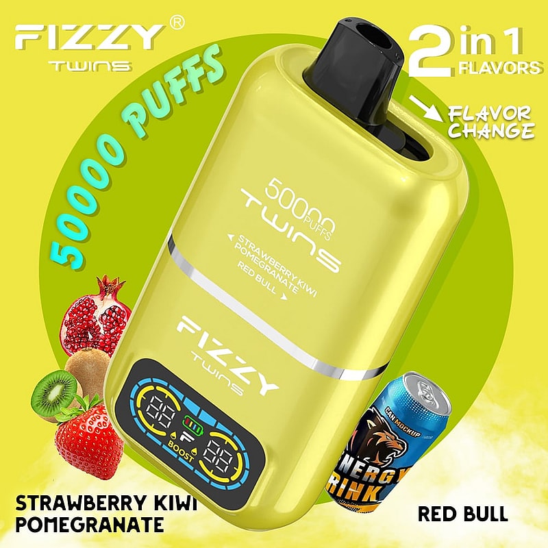 El vaporizador desechable Fizzy Twins 50000 Puffs presenta sabores duales, modos duales, un tanque de 50 ml y carga tipo C: sabroso y diseñado para una satisfacción duradera.