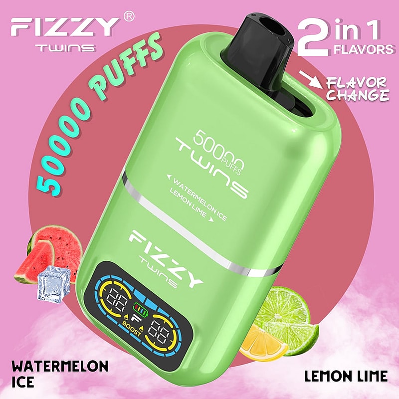 El vaporizador desechable Fizzy Twins 50000 Puffs presenta sabores duales, modos duales, un tanque de 50 ml y carga tipo C: sabroso y diseñado para una satisfacción duradera.