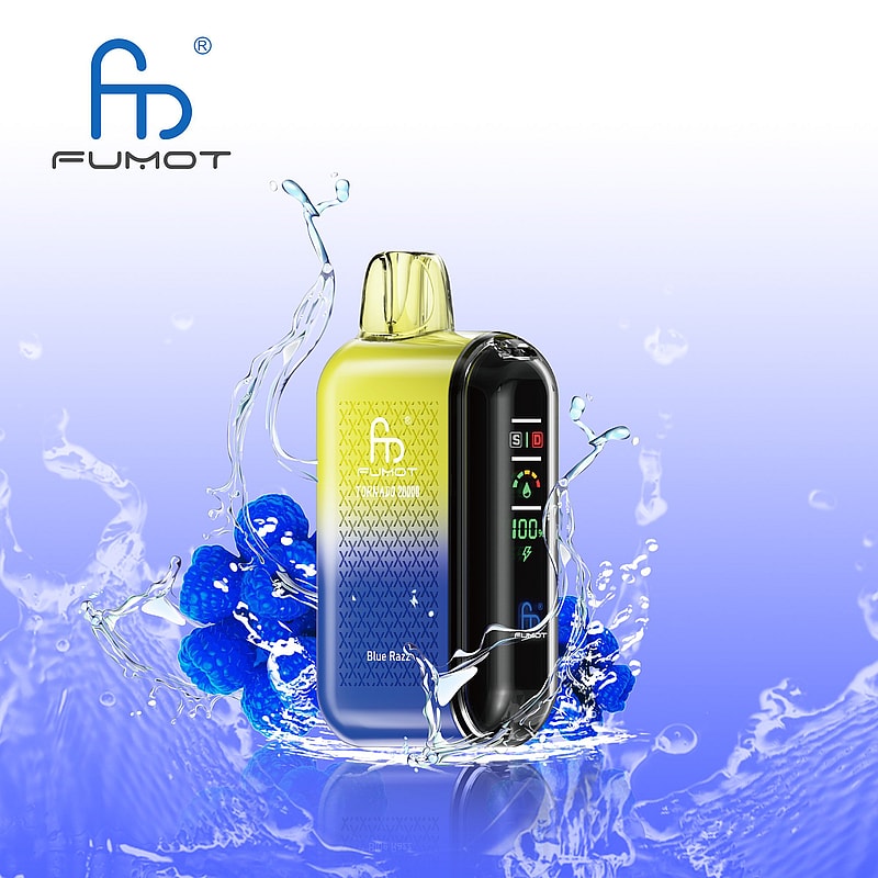RandM Fumot Tornado 20K Puffs Vape offers dual mesh coil, smart screen, 850mAh battery, 20mL capacity, Type-C and 39 flavors for powerful vaping anytime.