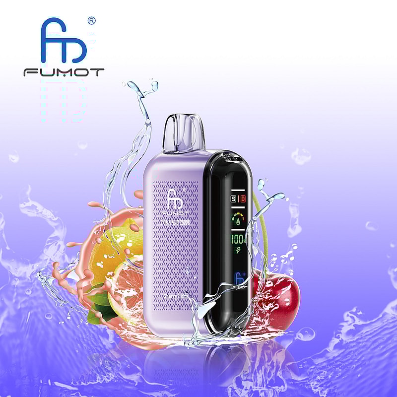 RandM Fumot Tornado 20K Puffs Vape offers dual mesh coil, smart screen, 850mAh battery, 20mL capacity, Type-C and 39 flavors for powerful vaping anytime.