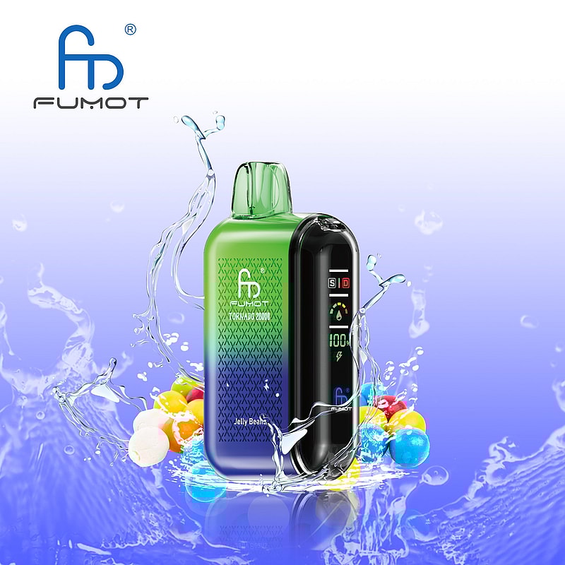 RandM Fumot Tornado 20K Puffs Vape offers dual mesh coil, smart screen, 850mAh battery, 20mL capacity, Type-C and 39 flavors for powerful vaping anytime.