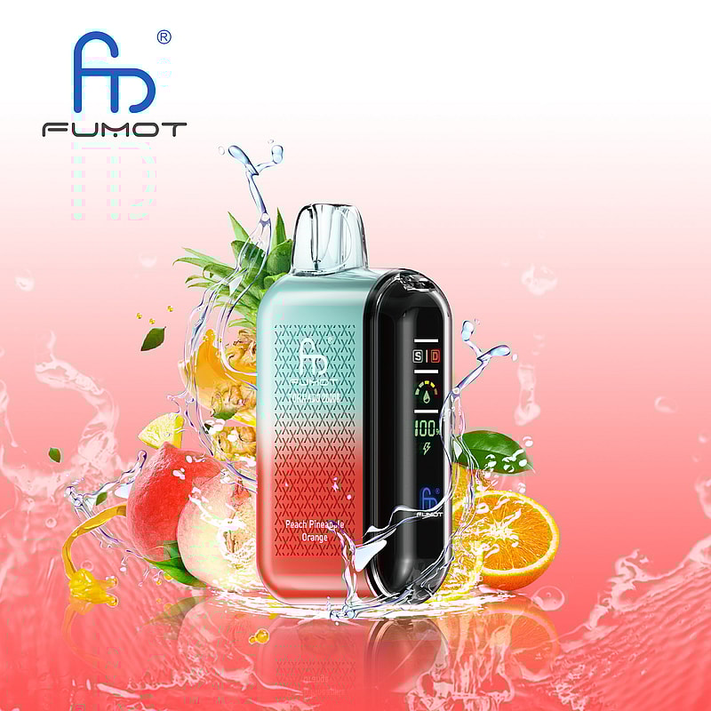 RandM Fumot Tornado 20K Puffs Vape offers dual mesh coil, smart screen, 850mAh battery, 20mL capacity, Type-C and 39 flavors for powerful vaping anytime.