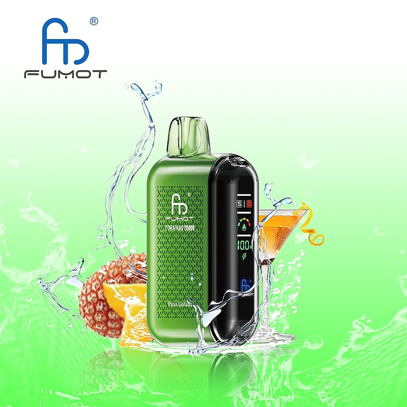 RandM Fumot Tornado 20K Puffs Vape offers dual mesh coil, smart screen, 850mAh battery, 20mL capacity, Type-C and 39 flavors for powerful vaping anytime.