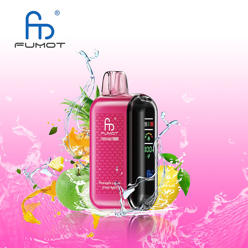 RandM Fumot Tornado 20K Puffs Vape offers dual mesh coil, smart screen, 850mAh battery, 20mL capacity, Type-C and 39 flavors for powerful vaping anytime.