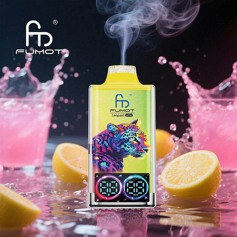 RandM Fumot Leopard 40K puffs vape delivers dual mesh coils, LED indicator, RGB lights, digital display, and 16 flavors with 2%, 3%, or 5% nicotine.