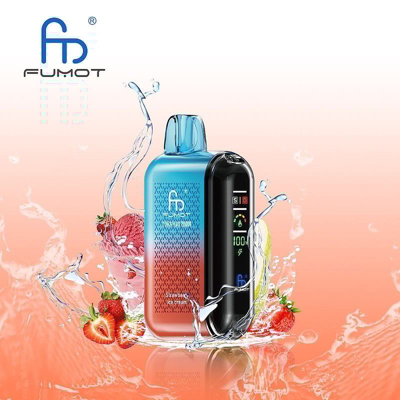RandM Fumot Tornado 20K Puffs Vape offers dual mesh coil, smart screen, 850mAh battery, 20mL capacity, Type-C and 39 flavors for powerful vaping anytime.