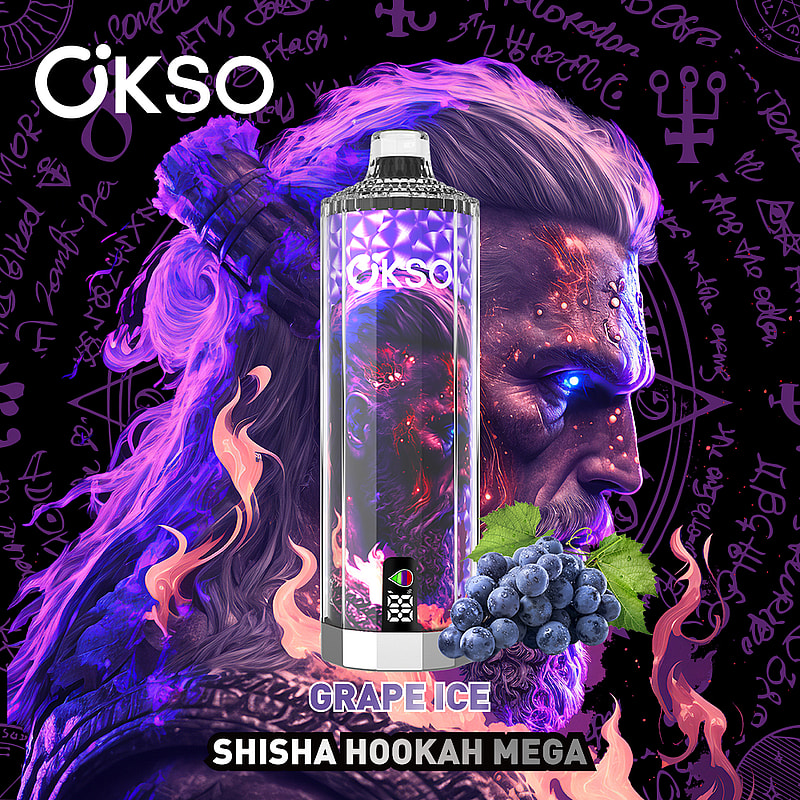 OKSO Shisha Hookah Mega 50K Puffs Vape offers triple mesh coil, adjustable airflow, LED display, and Type-C charging for a powerful and flavorful vape.