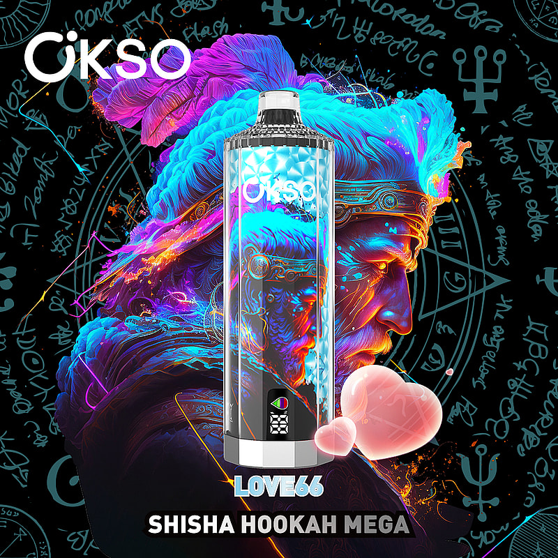 OKSO Shisha Hookah Mega 50K Puffs Vape offers triple mesh coil, adjustable airflow, LED display, and Type-C charging for a powerful and flavorful vape.
