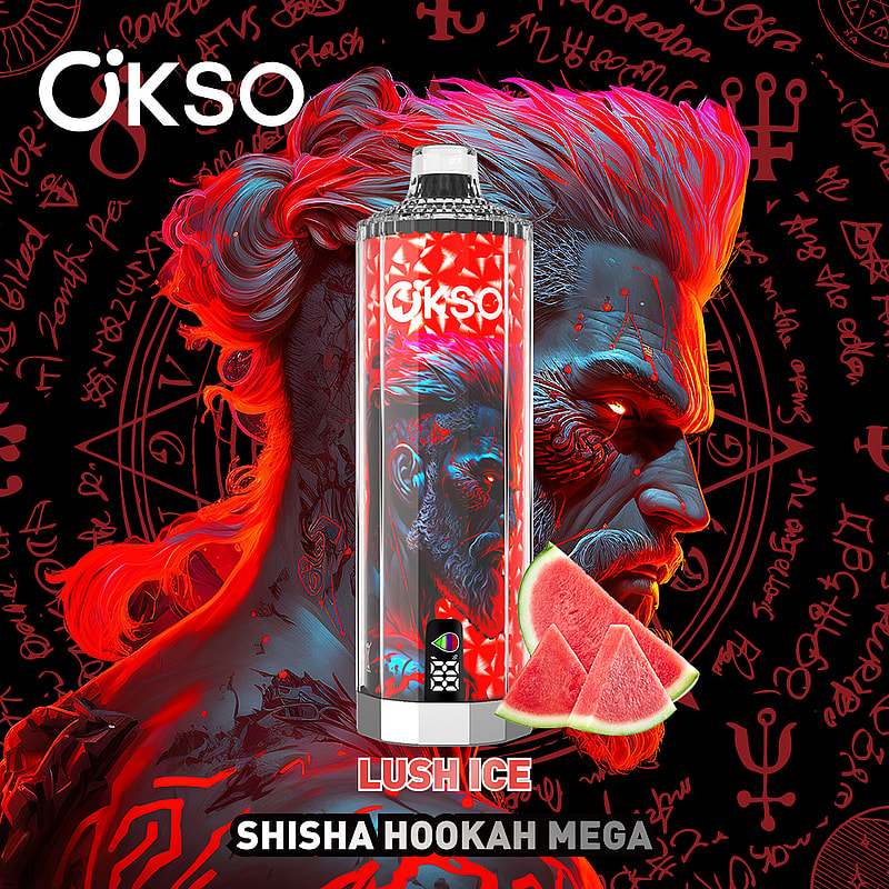 OKSO Shisha Hookah Mega 50K Puffs Vape offers triple mesh coil, adjustable airflow, LED display, and Type-C charging for a powerful and flavorful vape.