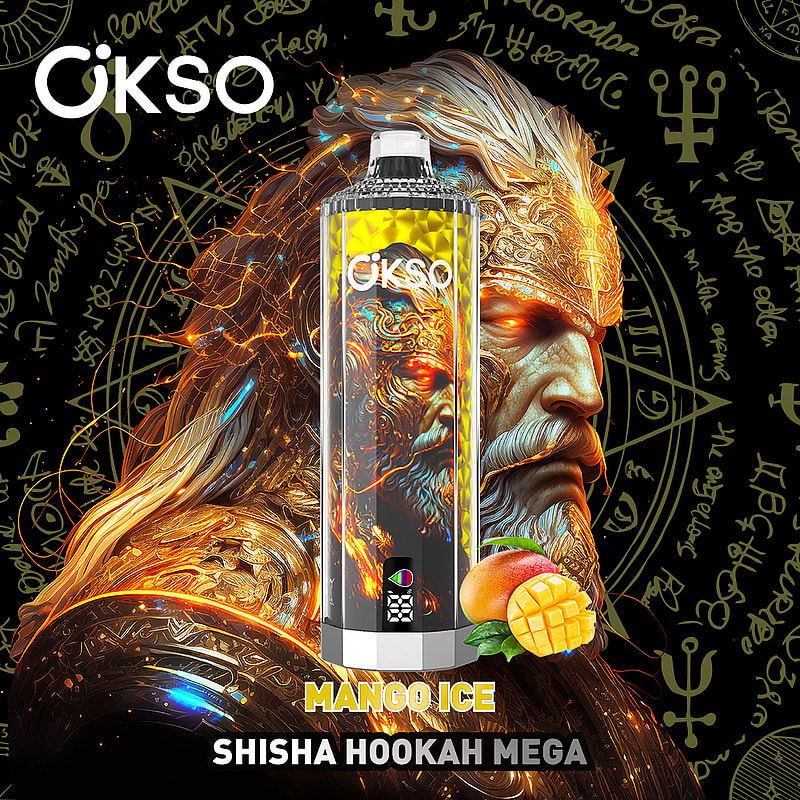 OKSO Shisha Hookah Mega 50K Puffs Vape offers triple mesh coil, adjustable airflow, LED display, and Type-C charging for a powerful and flavorful vape.