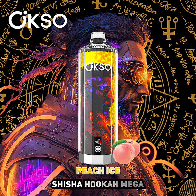 OKSO Shisha Hookah Mega 50K Puffs Vape offers triple mesh coil, adjustable airflow, LED display, and Type-C charging for a powerful and flavorful vape.