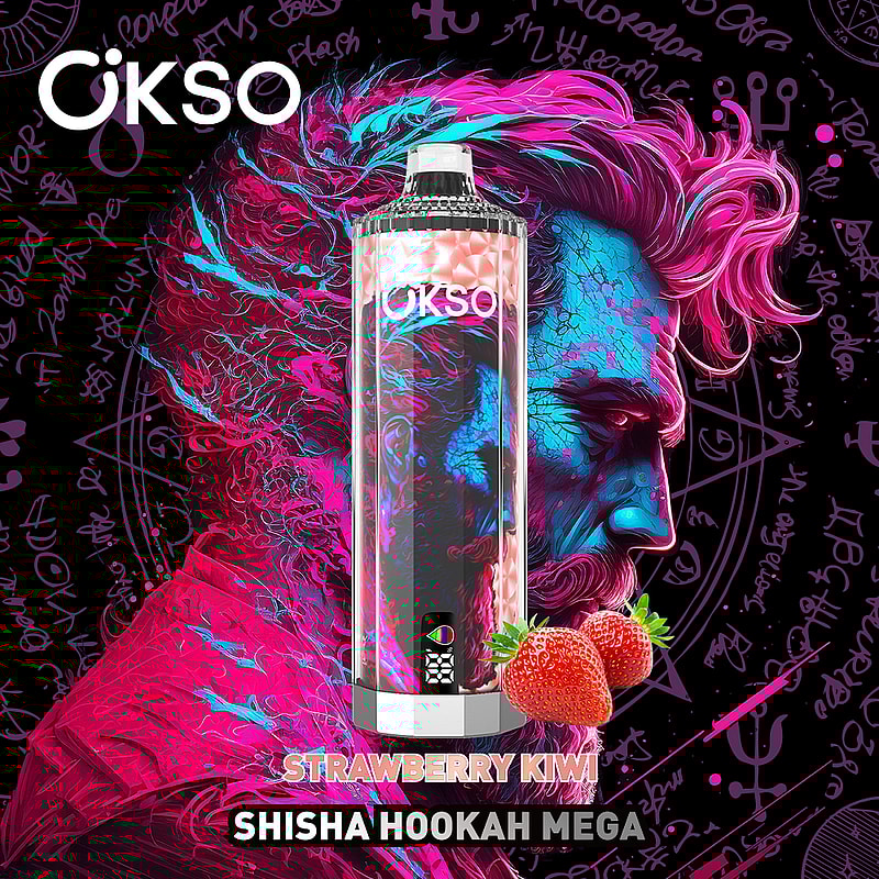 OKSO Shisha Hookah Mega 50K Puffs Vape offers triple mesh coil, adjustable airflow, LED display, and Type-C charging for a powerful and flavorful vape.