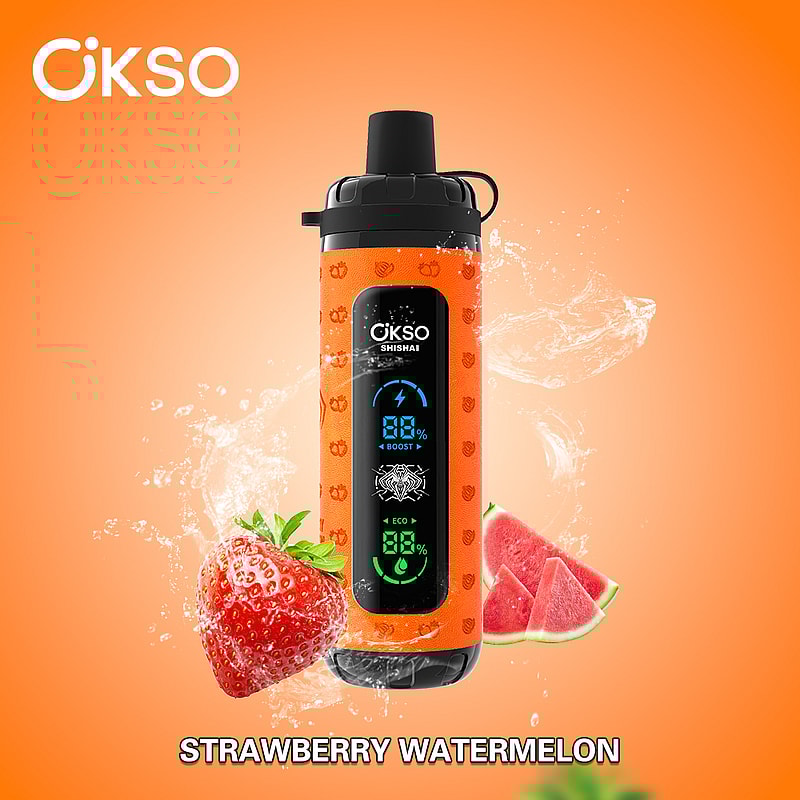 OKSO Shisha Max 40K Puffs Disposable Vape offers 36mL e-liquid, mesh coil, LED display, Type-C charging, adjustable airflow, and 10 flavors with child lock.