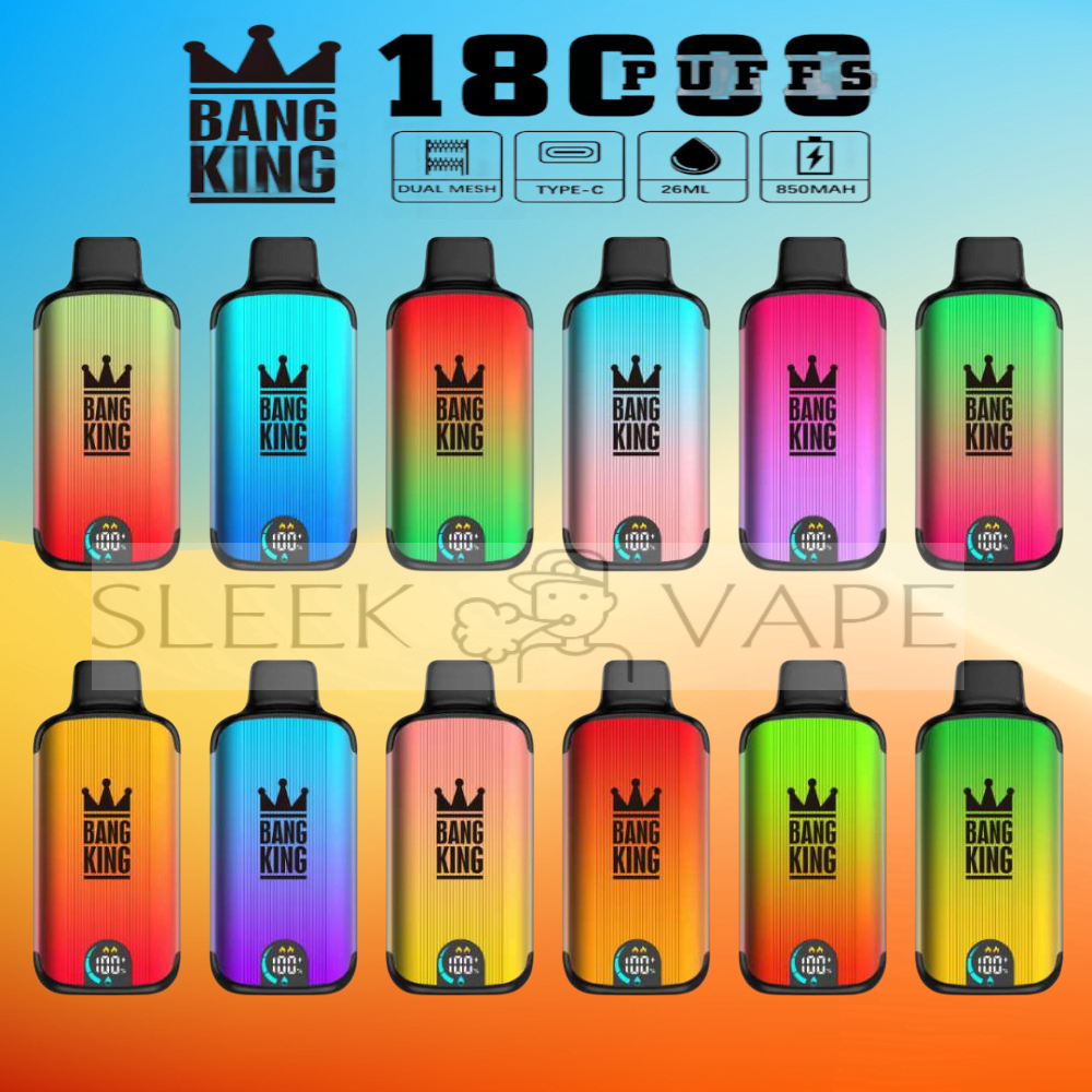 Bang King 18000 Puffs 0 2 3 5 Nicotine Led Display Disposable E Cigarettes Sleekvape