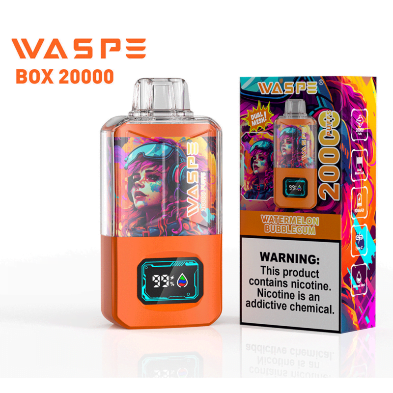 WASPE 20000 20K Puffs 0% 2% 3% 5% Nicotine LCD Display Rechargeable Disposable Vape