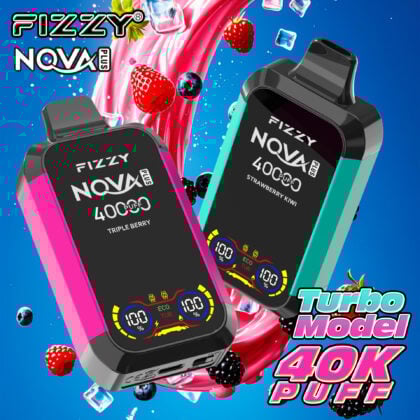 Los dispositivos de vapeo Fizzy Nova Plus Turbo Model ofrecen una bobina de malla doble, modos Eco/Turbo, pantalla LCD, batería de 850 mAh y 12 sabores para una experiencia de vapeo premium.
